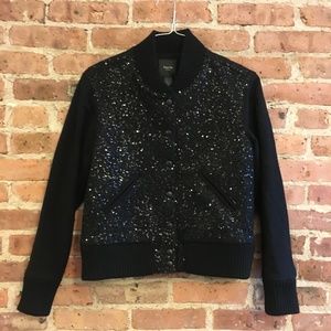 Smythe Sequin Wool Bomber Jacket 10 NWT